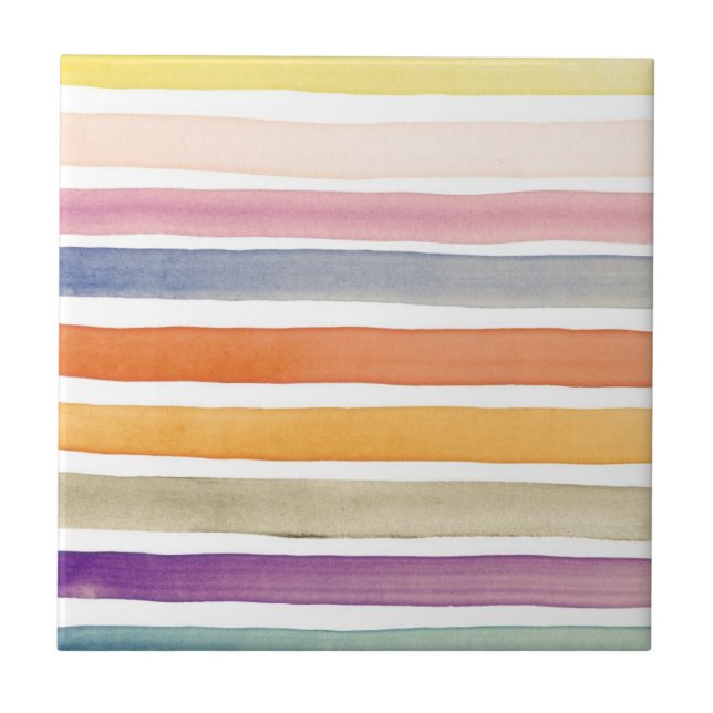 Watercolor hand painted brush strokes, banners. ceramic tile (Front)