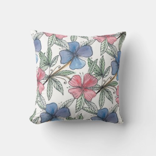 watercolor hand painted flower pillow