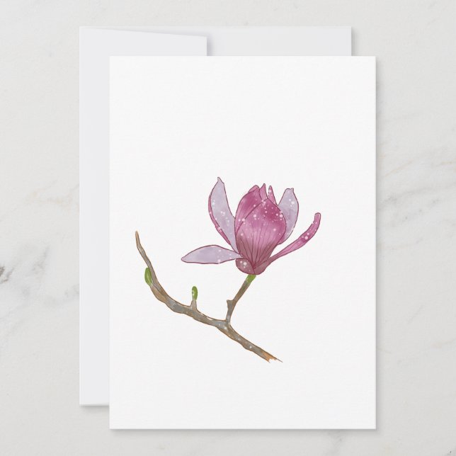 Watercolor Hand-painted Magnolia Flower Invitation (Front)