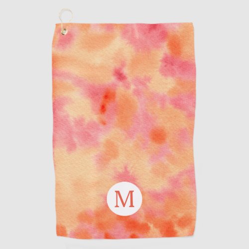 Watercolor Hand_Painted Orange Pink Abstract Artsy Golf Towel