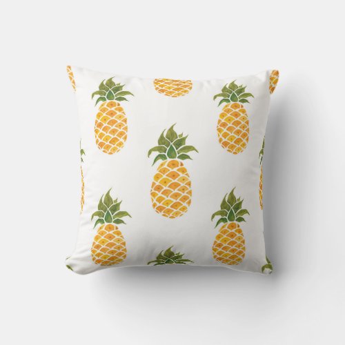 Watercolor hand painted with exotic fruits seamles throw pillow