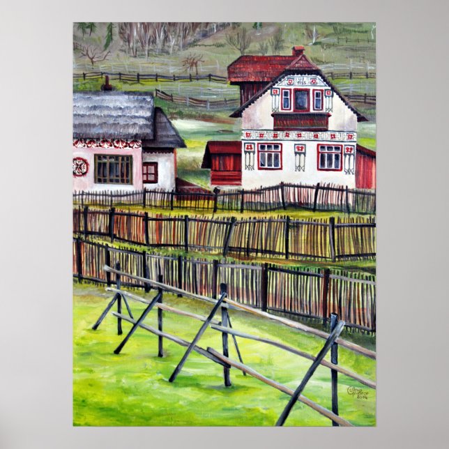 Watercolor Handpainted Transylvania, Romania Canva Poster (Front)
