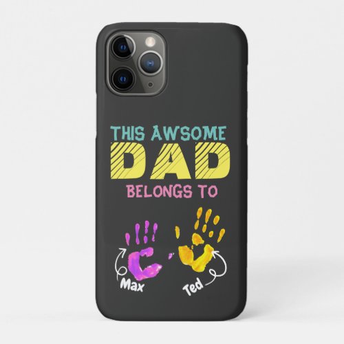 Watercolor Handprinted Father Dad Son Child Gift iPhone 11 Pro Case