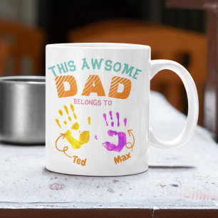 Watercolor Handprinted Father Dad Son Child Gift Coffee Mug