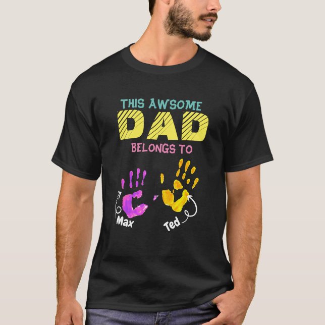 Watercolor Handprinted Father Dad Son Child Gift T-Shirt (Front)