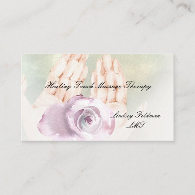 Watercolor Hands Massage Therapist Business Card (Front)