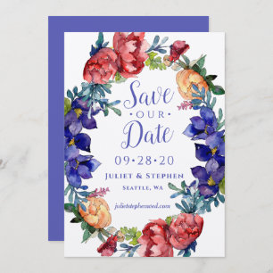 Watercolor Happiness Wedding Save Our Date Invitation
