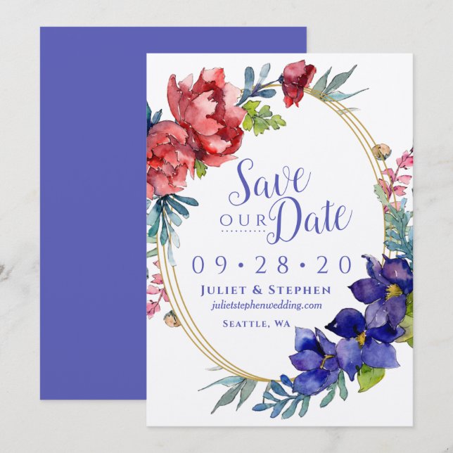 Watercolor Happiness Wedding | Save Our Date Invitation (Front/Back)