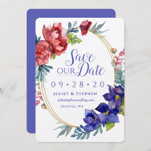 Watercolor Happiness Wedding Save Our Date Invitation