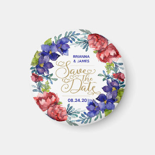 Watercolor Happiness Wedding Save Our Date Magnet