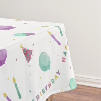 Watercolor Happy Birthday design Tablecloth