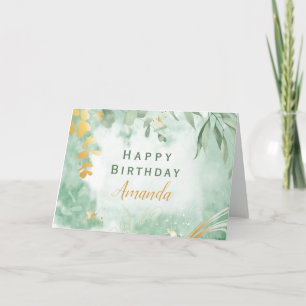 Watercolor Happy Birthday Folded Greeting Card