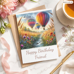 Watercolor Happy Birthday Friend Greeting Card