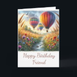 Watercolor Happy Birthday Friend Greeting Card<br><div class="desc">This for your friend's birthday card features a watercolor  AI image on the front and a greeting inside.  Personalize this greeting card with your name and other text.</div>