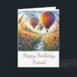 Watercolor Happy Birthday Friend Greeting Card<br><div class="desc">This for your friend's birthday card features a watercolor  AI image on the front and a greeting inside.  Personalize this greeting card with your name and other text.</div>