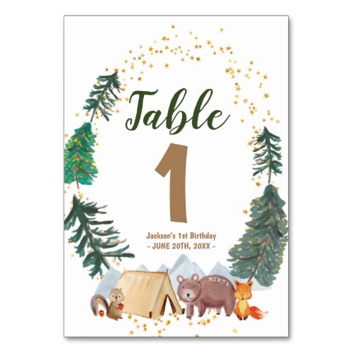Watercolor Happy Camper 1st Birthday Table Number