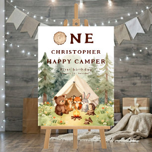 Watercolor Happy Camper 1st Birthday Welcome Sign