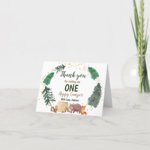 Watercolor Happy Camper Birthday Thank you Card