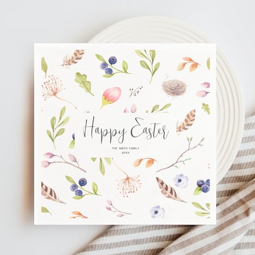 Watercolor Happy Easter Brunch  Napkins