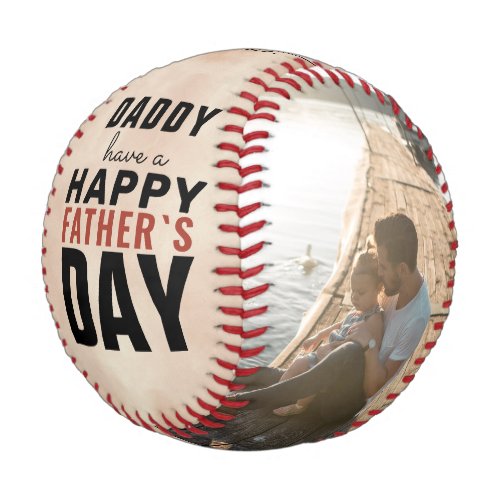 Watercolor Happy Fathers Day 2 Photo Collage Baseball