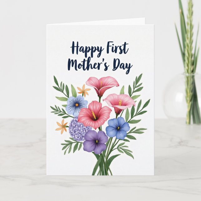 Watercolor Happy First Mothers Day Card (Front)