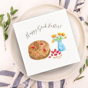 Watercolor Happy Greek Easter Napkins