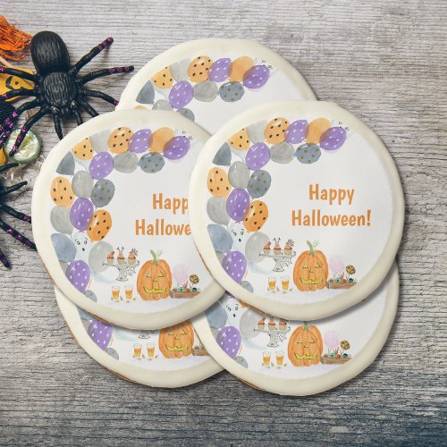 Watercolor Happy Halloween Costume Party Sugar Cookie