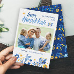 Watercolor Happy Hanukkah Peace Love Latkes Photo Holiday Card<br><div class="desc">Send your Wishes with this Photo Holiday Card that feature a Watercolor Happy Hanukkah Script and Menorah Candles to highlight your greeting message.</div>