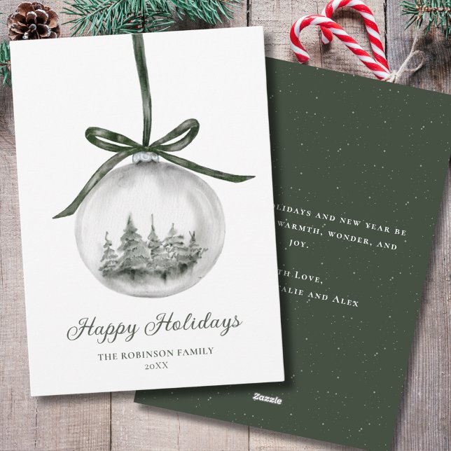 Watercolor Happy Holidays Christmas Ornament Holiday Card (Creator Uploaded)