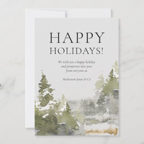 Watercolor Happy Holidays Corporate Greeting Card