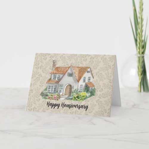 Watercolor Happy Home Anniversary House Thank You Card