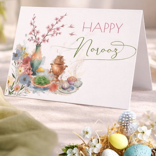 Watercolor Happy Norooz Haft Sin Holiday Card