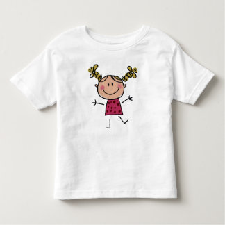 Watercolor Happy Stick Girl Pink Dress Elegant Toddler T-shirt