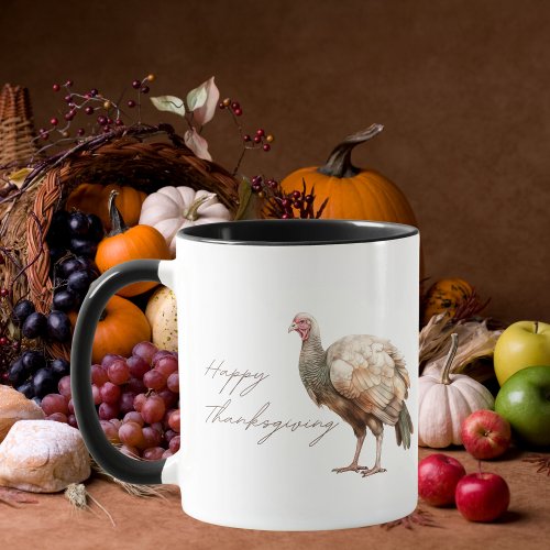 Watercolor Happy Thanksgiving Turkey Mug