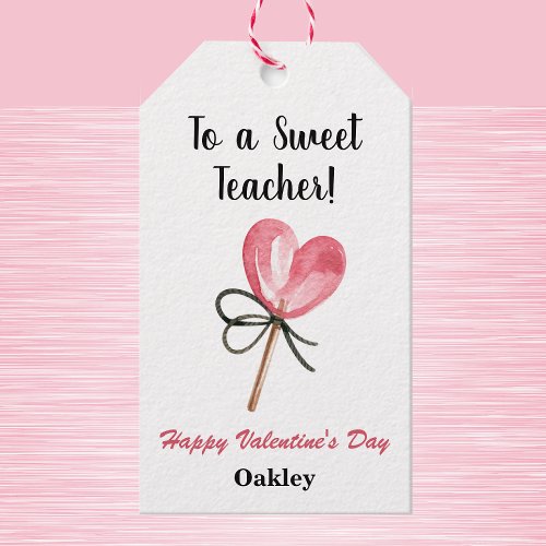 Watercolor Happy Valentines Day Teacher Gift Tags