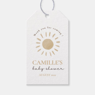 Watercolor Happy Yellow Sun Thank You Baby Shower Gift Tags