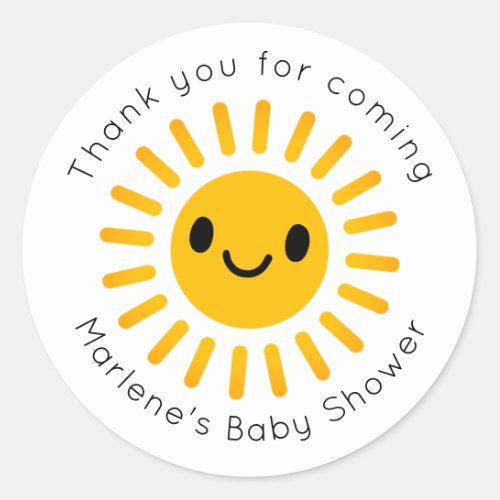 Watercolor Happy Yellow Sun Thank You Welcome Classic Round Sticker