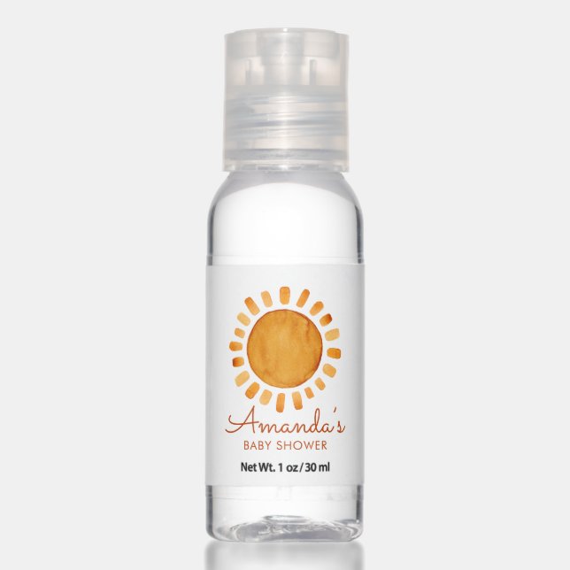 Watercolor Happy Yellow Sunshine Baby Shower  Hand Sanitizer (Front)