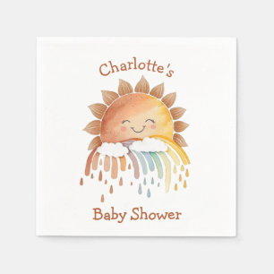 Watercolor Happy Yellow Sunshine Baby Shower Napkins