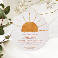 Watercolor Happy Yellow Sunshine Boho Baby Shower  Invitation