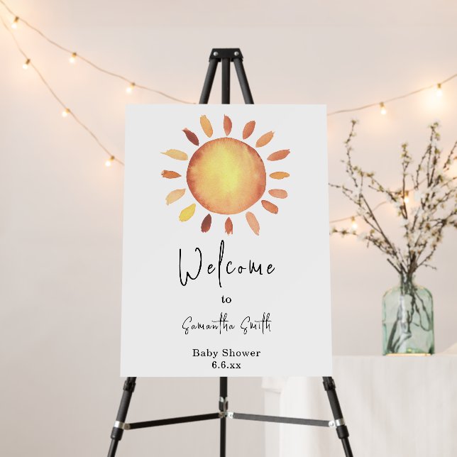 Watercolor Happy Yellow Sunshine Welcome Foam Board (In Situ (Stand))