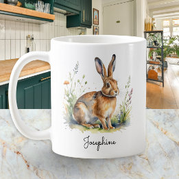 Watercolor Hare Countryside Wildlife Animal Lover Coffee Mug