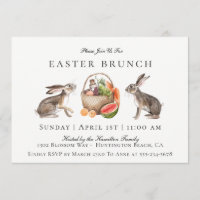 Watercolor Hare Easter Brunch Invitation