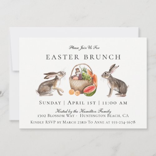 Watercolor Hare Easter Brunch Invitation