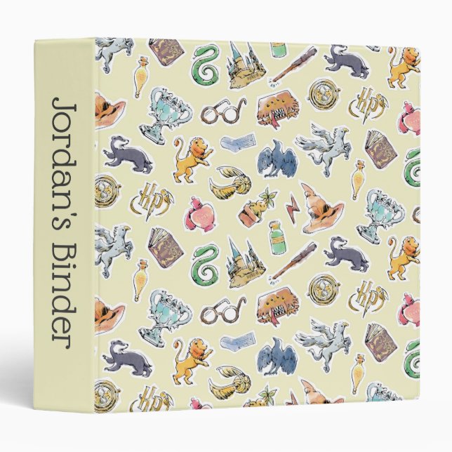 Watercolor Harry Potter Icons 3 Ring Binder (Front/Spine)