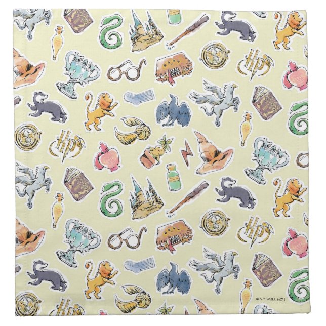 Watercolor Harry Potter Icons Cloth Napkin (Front)