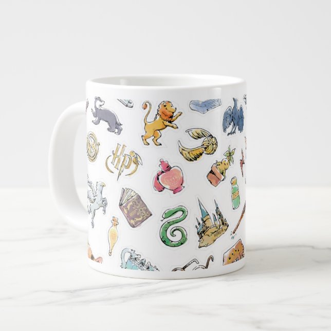 Watercolor Harry Potter Icons Giant Coffee Mug (Front Left)