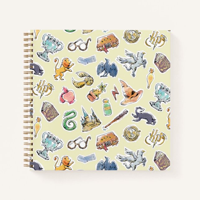 Watercolor Harry Potter Icons Notebook (Front)