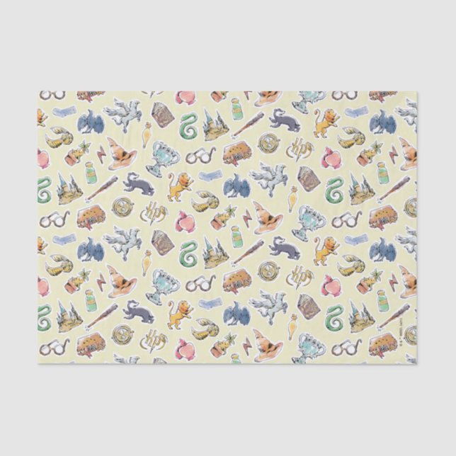 Watercolor Harry Potter Icons Tissue Paper (Front)