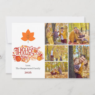 Watercolor Harvest autumn happy thanksgiving Holiday Card
